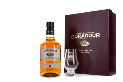 Lot 50 - EDRADOUR 10 YEAR OLD AND GLASSES