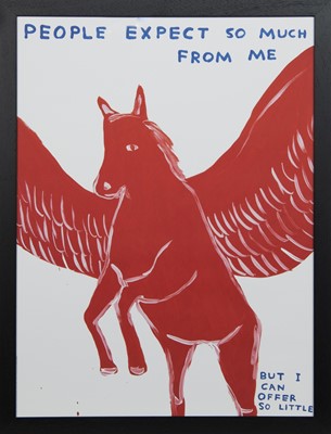 Lot 17 - PEOPLE EXPECT SO MUCH FROM ME, A LITHOGRAPH BY DAVID SHRIGLEY