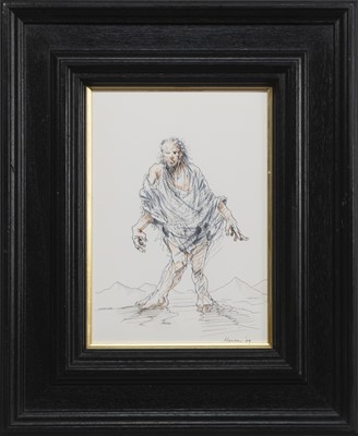 Lot 25 - JOHN IN DESERT, A MIXED MEDIA BY PETER HOWSON