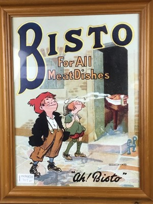 Lot 307 - A REPRODUCTION BISTO POSTER, A MIRROR AND FOOTBALL PROGRAMMES