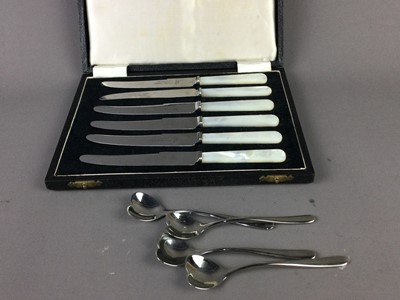 Lot 143 - A PAIR OF SILVER SUGAR TONGS AND PLATED ITEMS