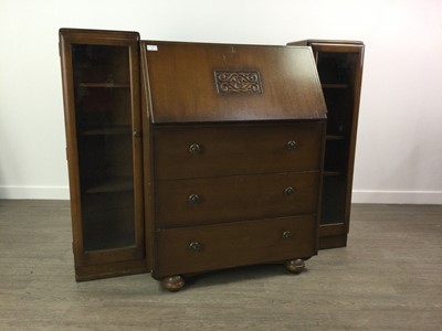 Lot 327 - AN OAK SECRETAIRE BUREAU BOOKCASE