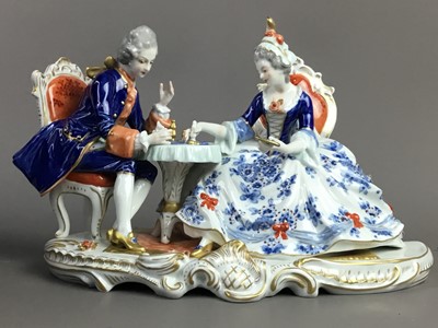Lot 330 - A CONTINENTAL FIGURE GROUP AND OTHER CERAMICS