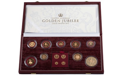 Lot 53 - THE RARE 2002 GOLDEN JUBILEE RED GOLD PROOF COIN SET