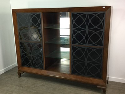 Lot 309 - A 20TH CENTURY ART DECO STYLE WALNUT DISPLAY CABINET