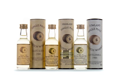Lot 65 - 3 SIGNATORY 12 YEAR OLD MINIATURES - BENRIACH 1986, GLEN ALBYN 1980 AND LITTLEMILL 1984
