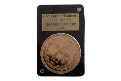 Lot 61 - THE 2016 QUEEN ELIZABETH II 90TH BIRTHDAY QUINTUPLE SOVEREIGN