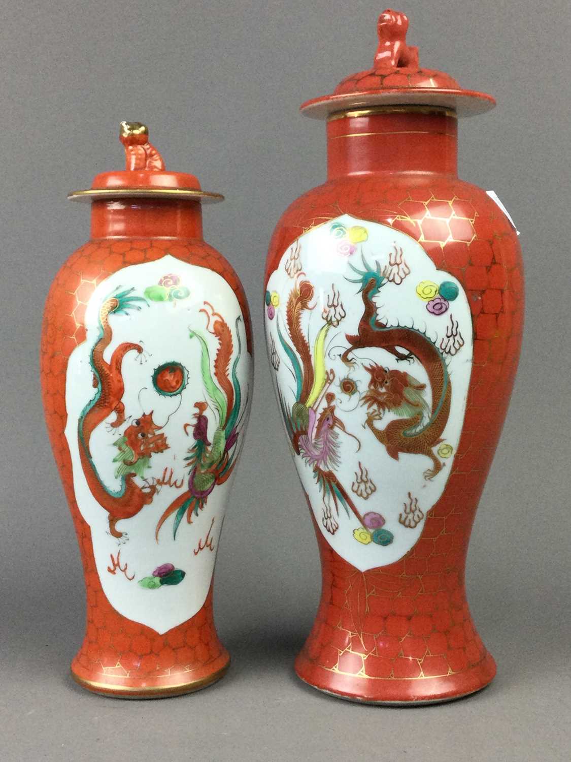 Lot 98 - A LOT OF TWO JAPANESE KUTANI STYLE VASES WITH COVERS