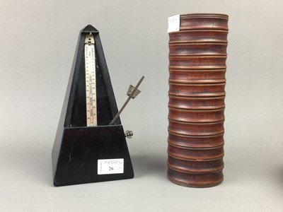 Lot 26 - A LOT OF TWO HATS, A HORN, A METRONOME AND A DOCUMENT HOLDER