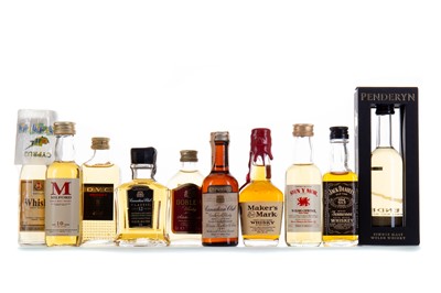 Lot 115 - 10 WORLD WHISKY MINIATURES - INCLUDING MILFORD 10 YEAR OLD