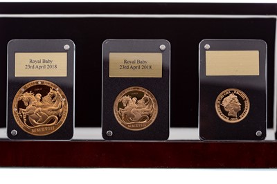 Lot 19 - THE 2018 ELIZABETH II ROYAL BABY COMMEMORATIVE GOLD THREE COIN SET