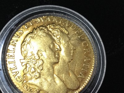 Lot 31 - A RARE WILLIAM AND MARY  GOLD GUINEA DATED 1690