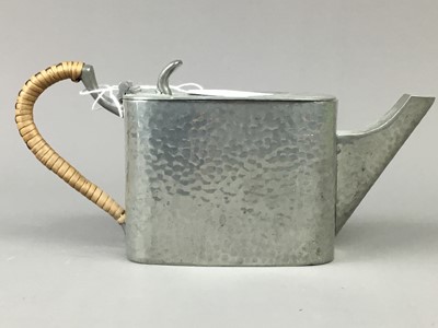 Lot 347 - A PEWTER THREE PIECE TEA SERVICE