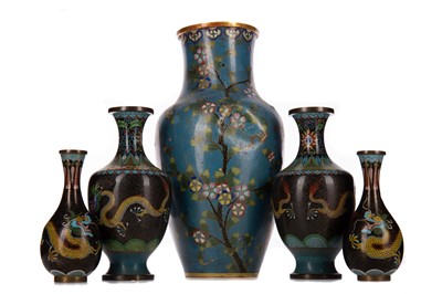 Lot 1177 - A PAIR OF CHINESE CLOISONNE ENAMEL VASES