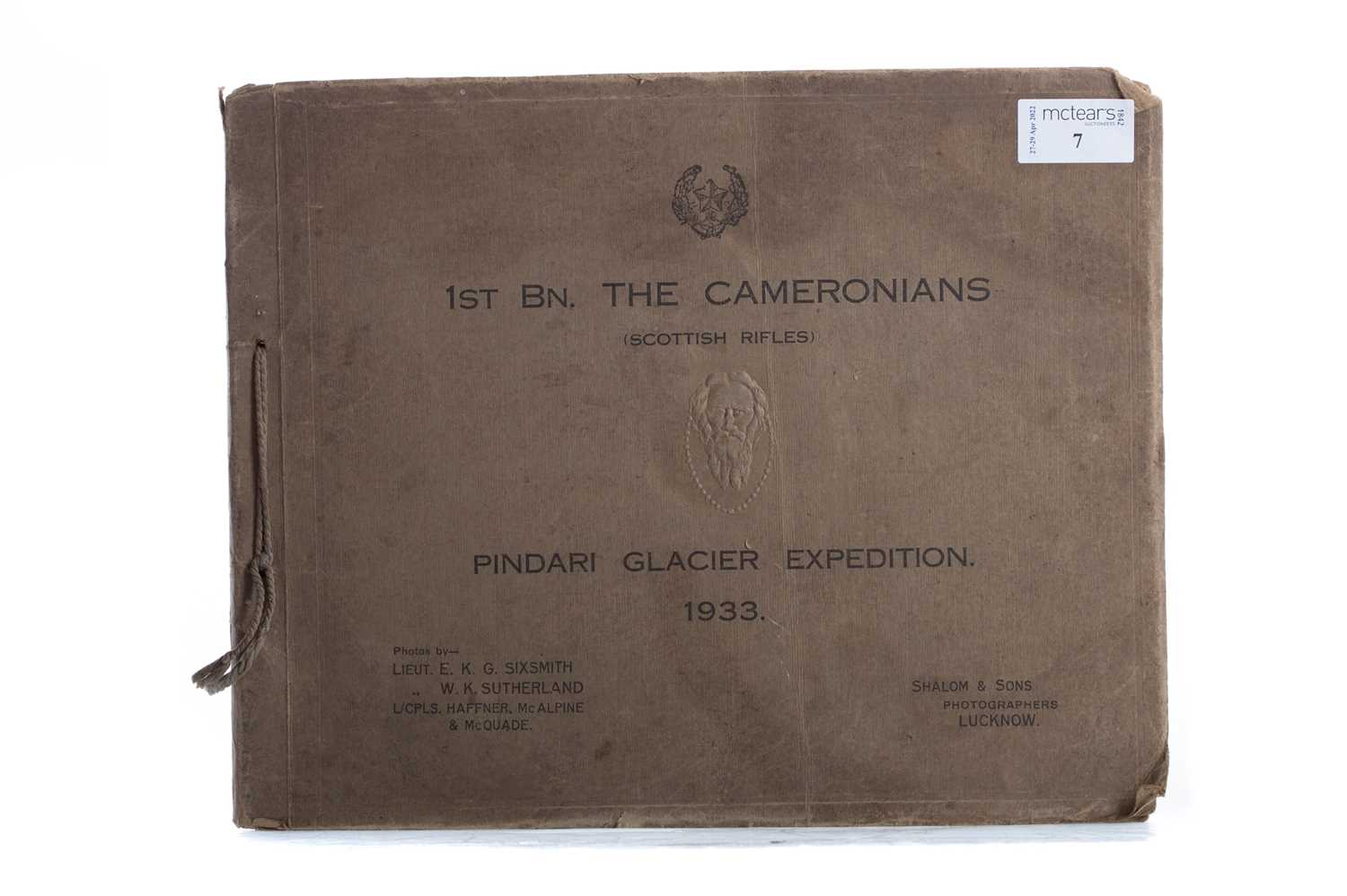 Lot 7 - 1ST BN. THE CAMERONIANS (SCOTTISH RIFLES) PINDARI GLACIER EXPEDITION 1933