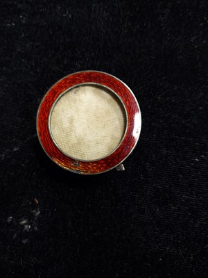Lot 4 - A LOT OF TWO MINIATURE SILVER AND GUILLOCHE ENAMEL PHOTOGRAPH FRAMES AND OTHER SILVER