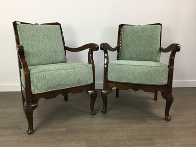 Lot 350 - A PAIR OF CANE BACKED ARMCHAIRS