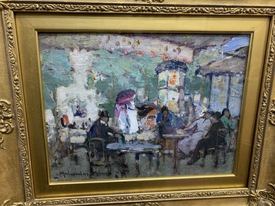 Lot 213 - CAFE, PARIS, AN OIL BY JOHN MACLAUCHLAN MILNE