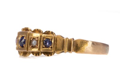 Lot 773 - A BLUE PASTE AND SEED PEARL RING