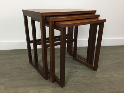 Lot 377 - A NEST OF THREE TEAK TABLES