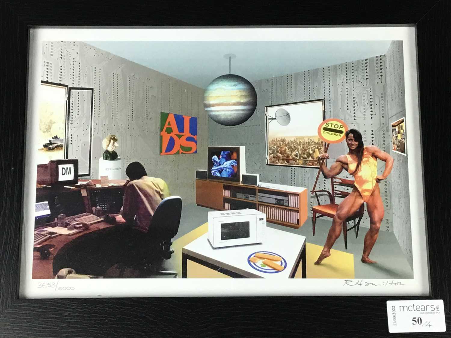 Lot 50 - A SIGNED PRINT AFTER RICHARD HAMILTON ALONG WITH THREE OTHER PICTURES