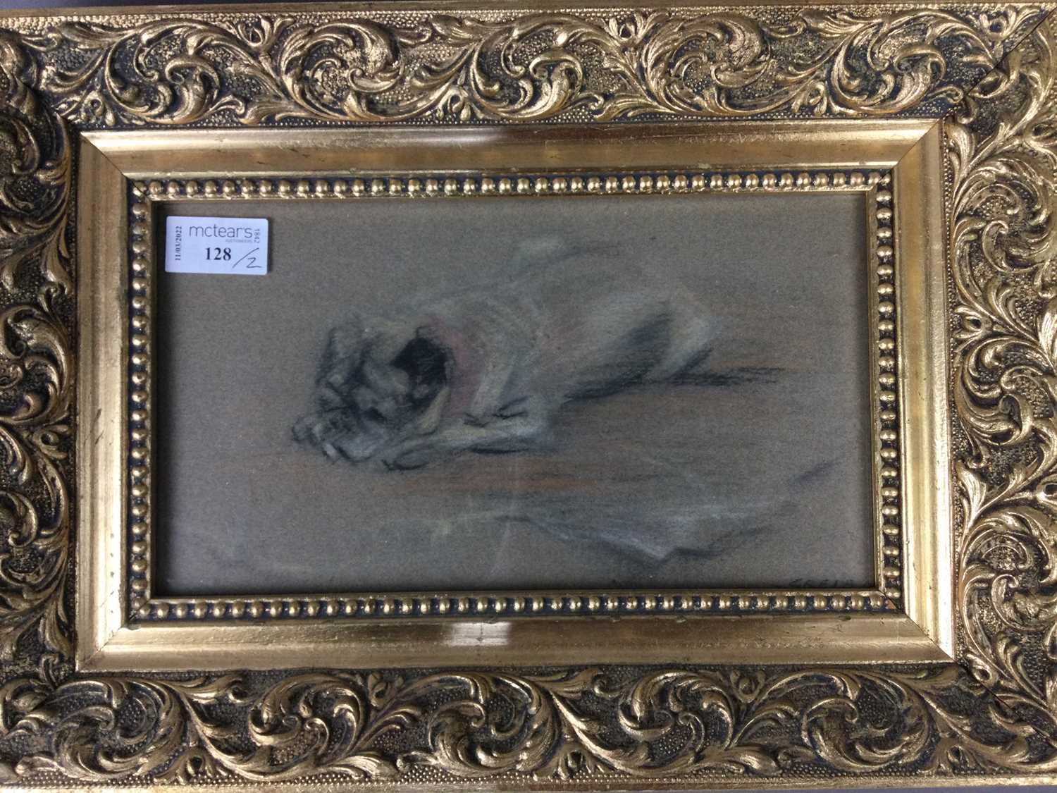 Lot 128 - A LOT OF TWO FRAMED PAINTINGS OF DOGS