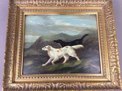 Lot 128 - A LOT OF TWO FRAMED PAINTINGS OF DOGS