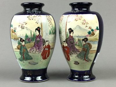 Lot 198 - A LOT OF TWO JAPANESE SATSUMA VASES AND SIX PLATES