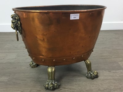 Lot 814 - A COPPER AND BRASS OVAL PLANTER