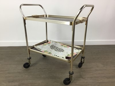 Lot 113 - A RETRO DRINKS TROLLEY AND A NURSING CHAIR