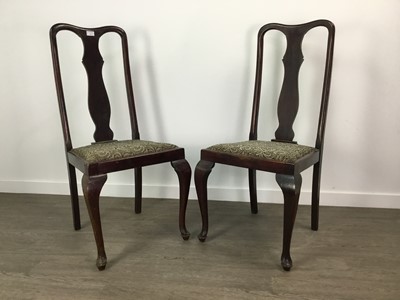 Lot 214 - A LOT OF FOUR HIGH BACK SINGLE CHAIRS AND A PIANO STOOL