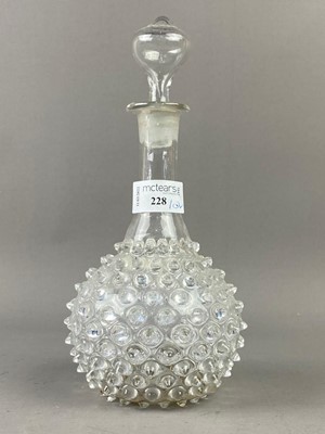 Lot 228 - A CRYSTAL DECANTER WITH STOPPER AND OTHER CRYSTAL AND GLASS