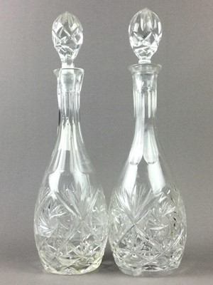 Lot 110 - A LOT OF TWO PAIRS OF CUT GLASS DECANTERS AND OTHER GLASS WARE