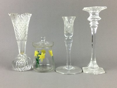 Lot 110 - A LOT OF TWO PAIRS OF CUT GLASS DECANTERS AND OTHER GLASS WARE