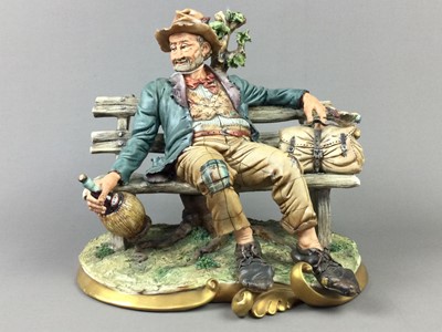 Lot 102 - A CAPODIMONTE FIGURE OF A DRUNK ALONG WITH ANOTHER