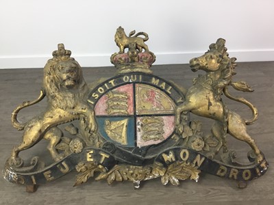 Lot 817 - A LARGE CAST IRON ROYAL WARRANT COAT OF ARMS