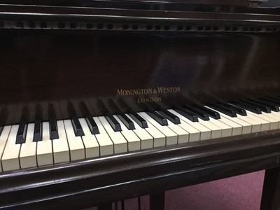 Lot 621 - A MAHOGANY BABY GRAND PIANO BY MONINGTON & WESTON