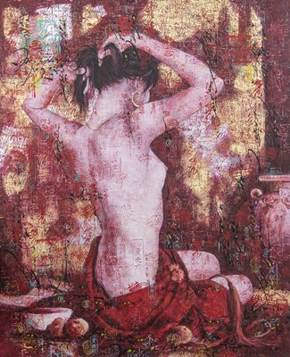 Lot 235 - SEATED NUDE, A LARGE OIL BY KYS