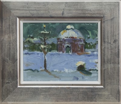 Lot 104 - THE ROTUNDA IN WINTER, GLASGOW, AN OIL BY JAMES DOWNIE ROBERTSON