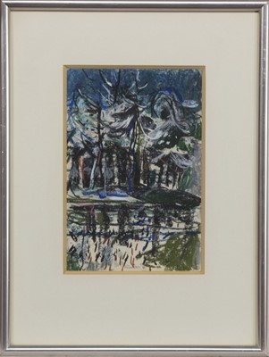 Lot 106 - WINTER EVENING NEAR KILMACOLM, A MIXED MEDIA BY JAMES DOWNIE ROBERTSON
