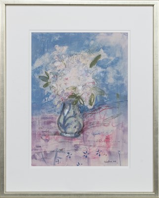 Lot 103 - STILL LIFE WITH VASE, A MIXED MEDIA BY JAMES DOWNIE ROBERTSON