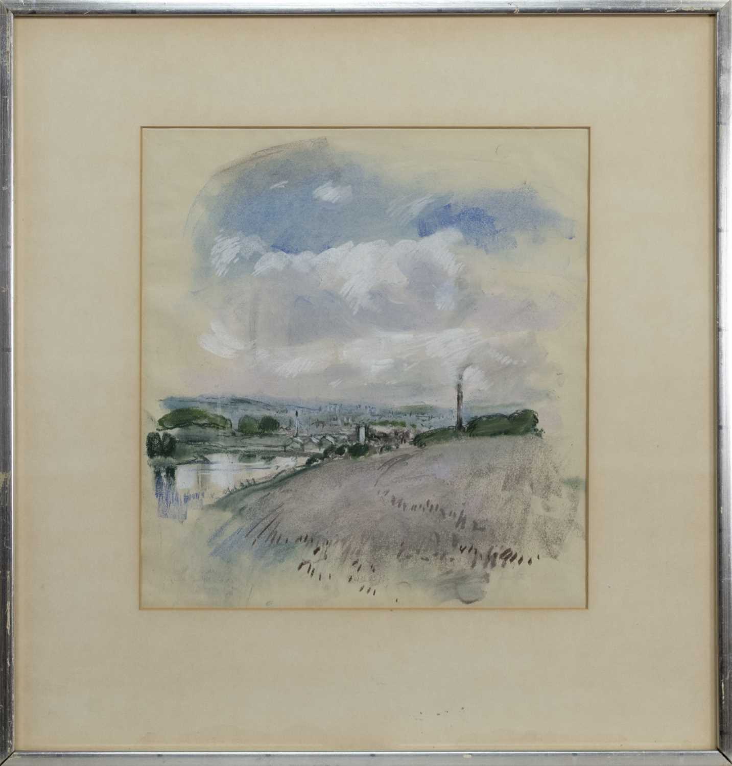 Lot 52 - TANNERY FROM WHINNERSTON, BRIDGE OF WEIR, A WATERCOLOUR BY JAMES DOWNIE ROBERTSON