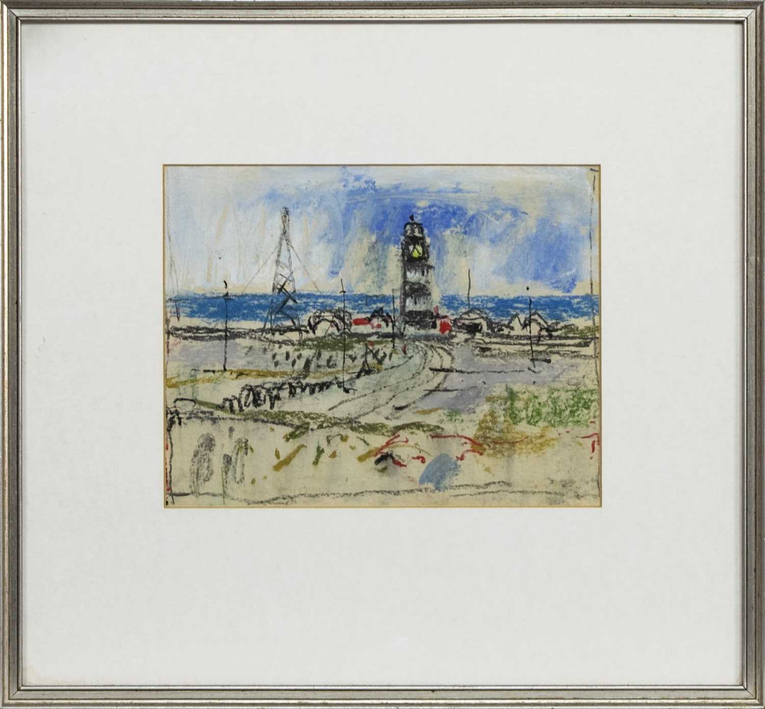Lot 53 - LIGHTHOUSE VIEW, A MIXED MEDIA BY JAMES DOWNIE ROBERTSON