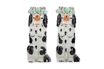 Lot 820 - A PAIR OF LATE 19TH CENTURY STAFFORDSHIRE BEGGING DOGS