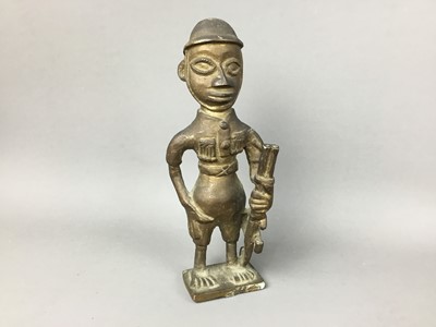 Lot 178 - AN AFRICAN METAL FIGURE AND OTHERS