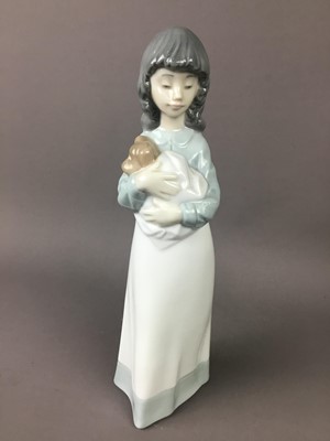 Lot 77 - A NAO FIGURE OF A GIRL AND PUPPY AND OTHER CERAMICS