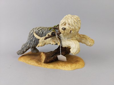 Lot 244 - A BORDER FINE ARTS 'OLD ENGLISH SHEEP DOG & PEKINGESE' FIGURE AND OTHER SHEEP DOG FIGURES