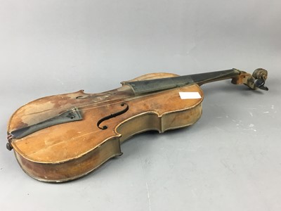 Lot 245 - A 'WESTMINSTER CHIME' MANTEL CLOCK, WALL CLOCK, BAROMETER AND A VIOLIN