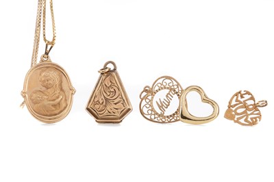 Lot 766 - A COLLECTION OF GOLD PENDANTS