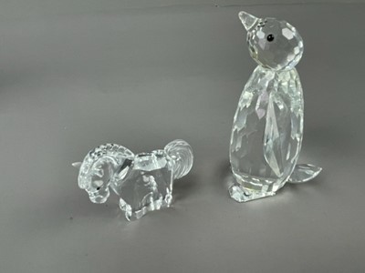 Lot 267 - A SWAROVSKI GLASS PENGUIN AND HORSE, ALONG WITH AN ATOMISER